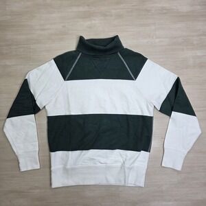 Champion Todd Snyder Men's Turtleneck Green White Striped Sweatshirt Size Medium